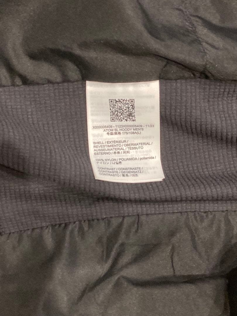 試着のみ　アークテリクス Atom SL Hoody