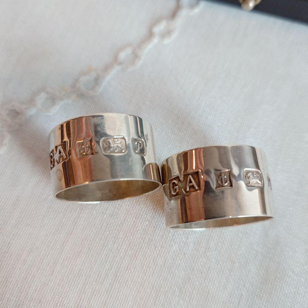 イギリス　シルバー　ナプキンリング　2個セット　純銀製　17.1g