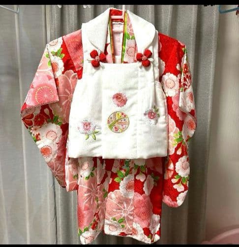 七五三 着物セット 花柄 赤 ピンク