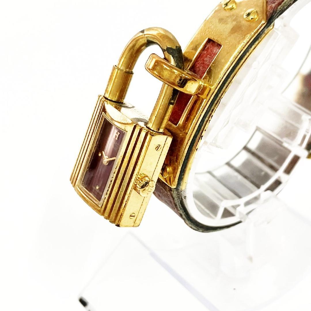 HERMES ケリーウォッチ GP ボルドー系文字盤 クオーツ レディース腕時計