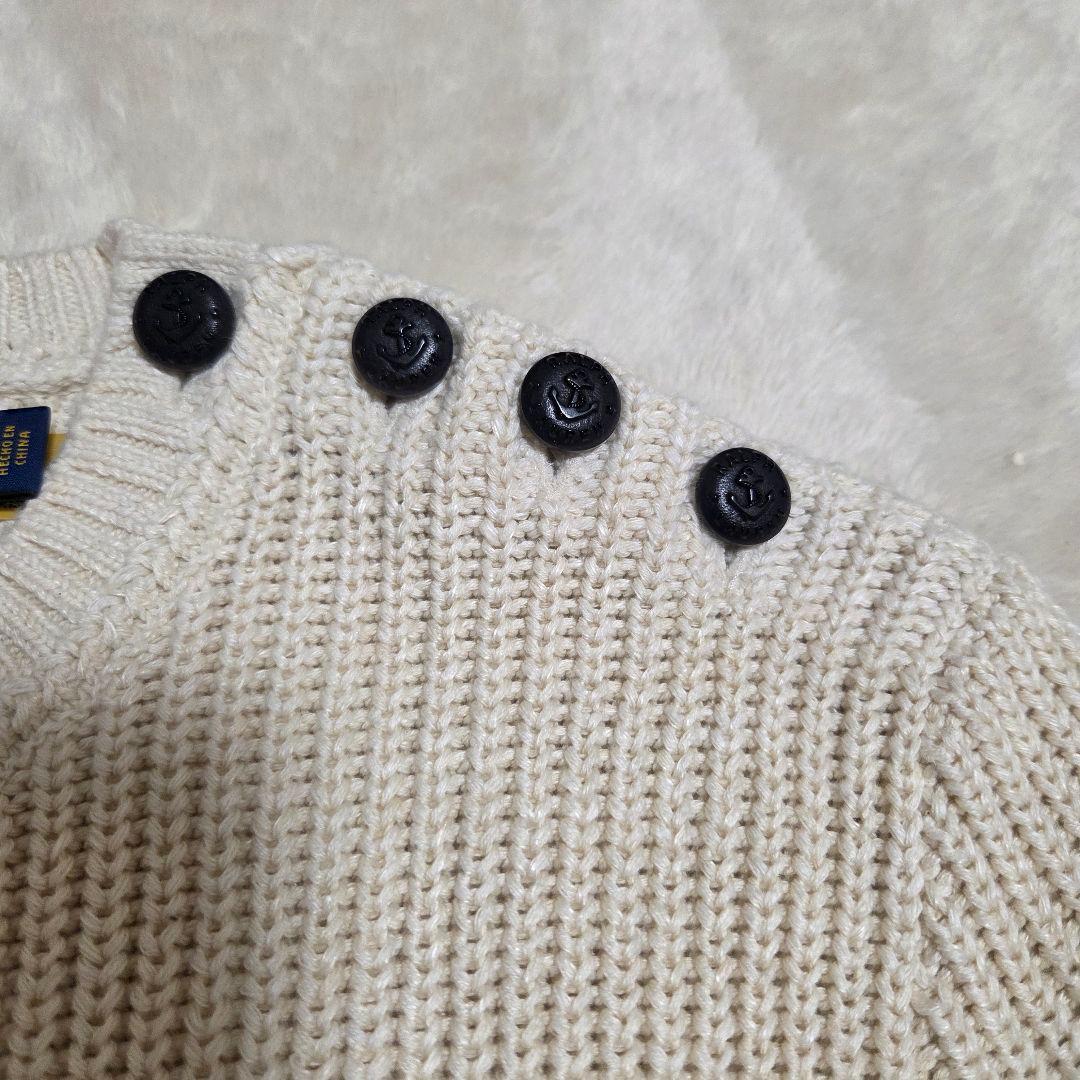 新品　現行　QRコード　ラルフローレン　ニット　ボーダー　リネン　ボタン　XS