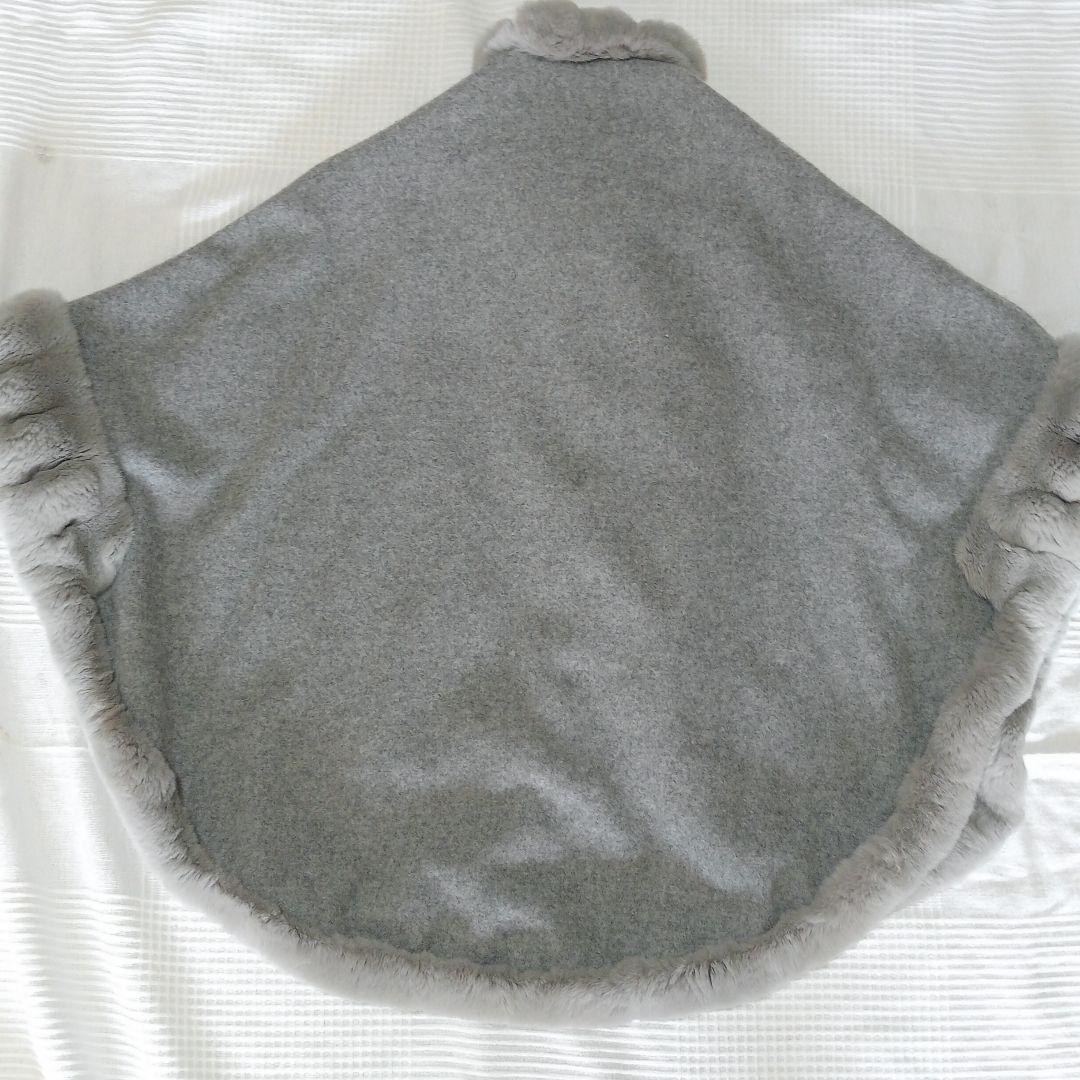 極美品 LANVIN グレー レッキスファーポンチョ ウール100％ ランバン