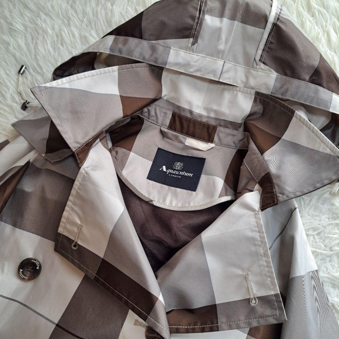 【美品】【Aquascutum】トレンチデザイン チェック レインコート