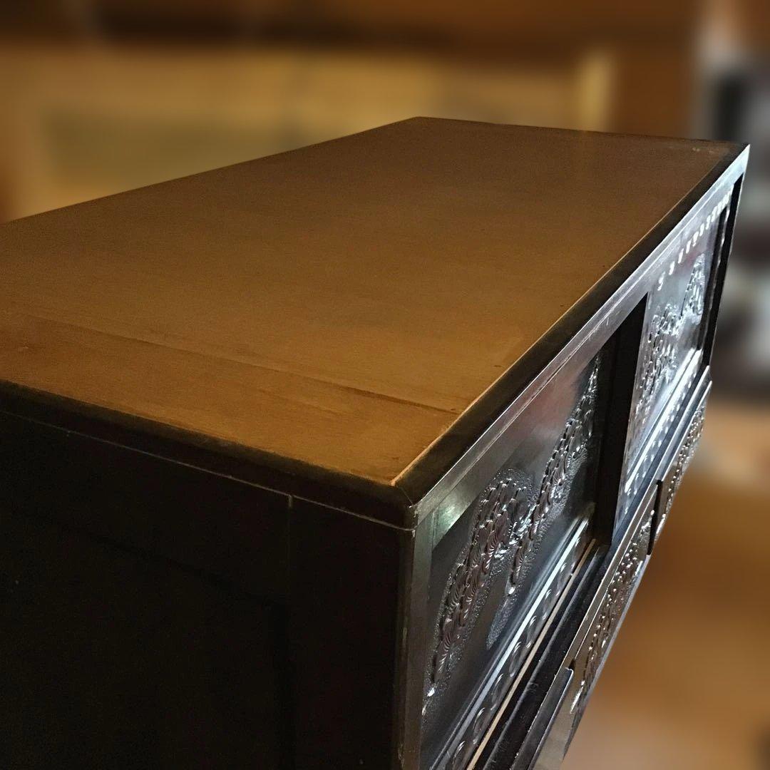 アンティーク軽井沢彫り　箪笥　収納　家具　3段