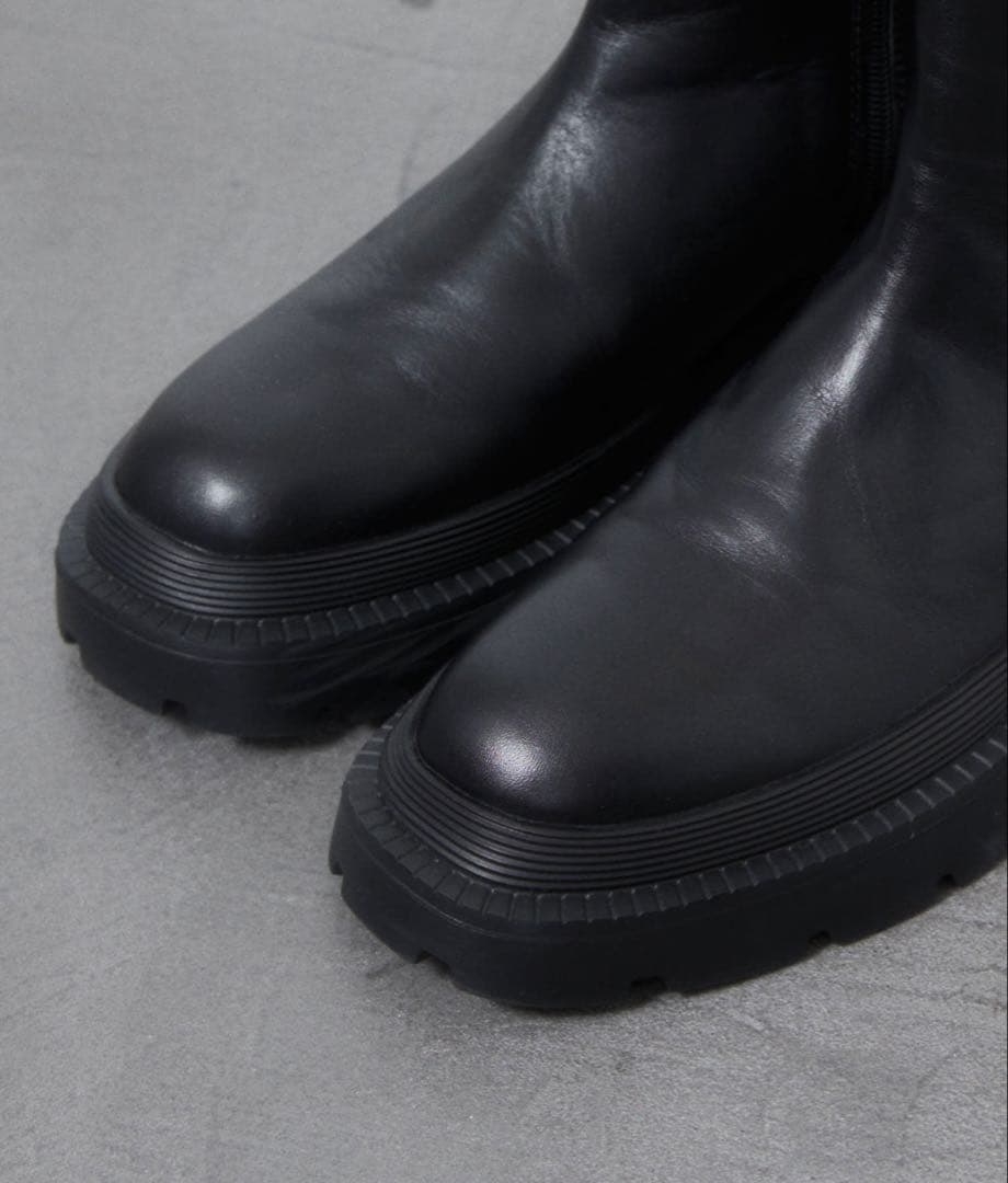 【値下】美品！アトリエブルージュレザー黒サイドゴアタンクブーツS 22.5～23