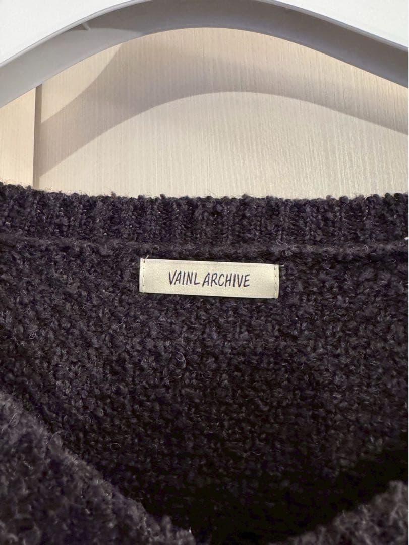 Vainl Archive ダークグレー Vネックセーター