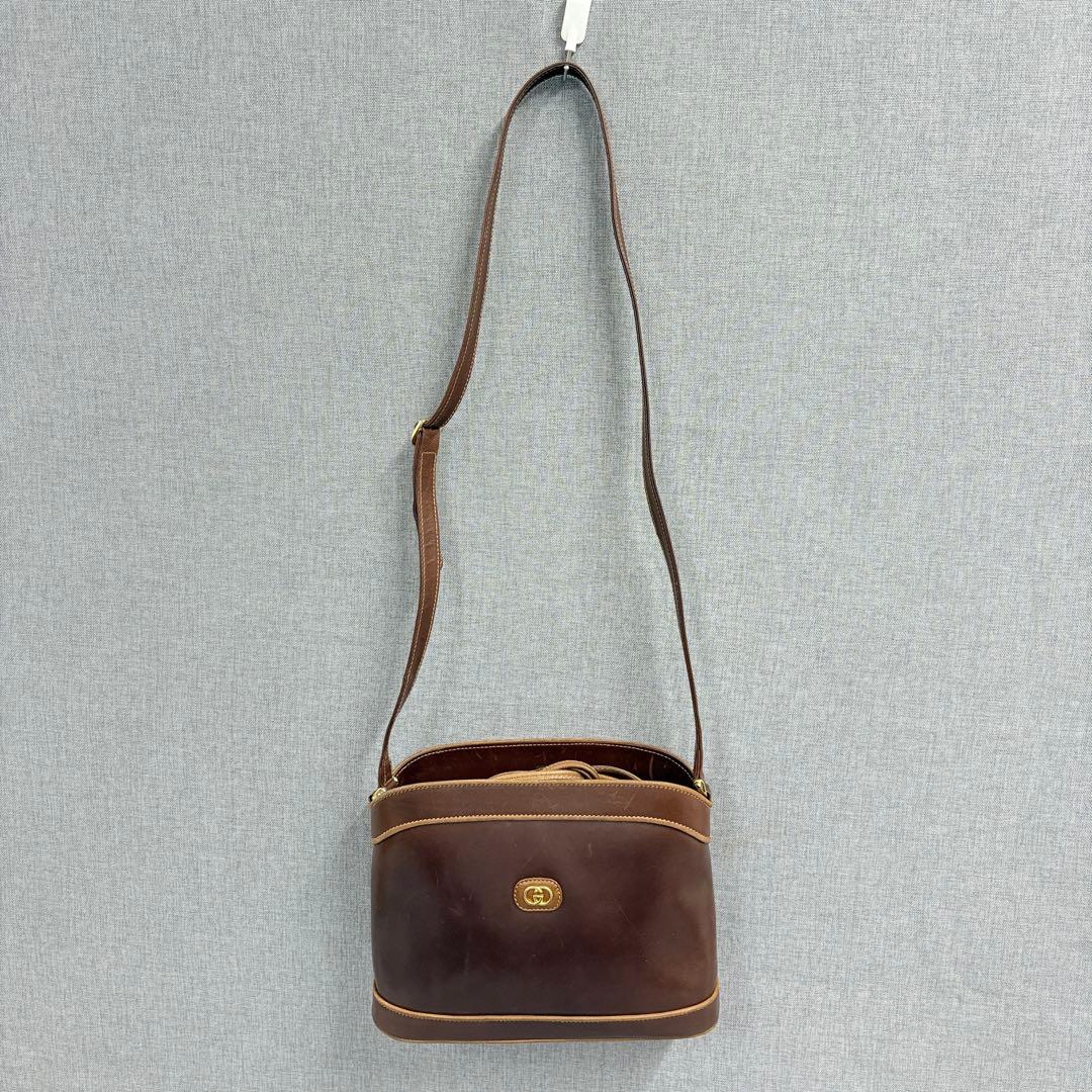 希少 GUCCI オールドグッチ 革 ショルダーバッグ ブラウン ヴィンテージ