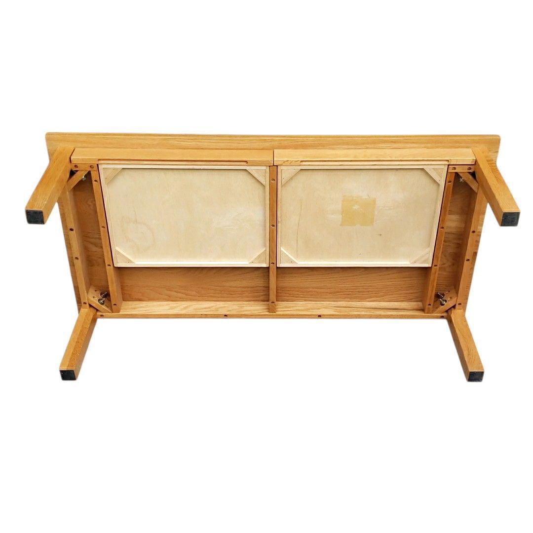 無印良品 木製ローテーブル 引出付 オーク材 ナチュラル 無垢材 文机 デスク