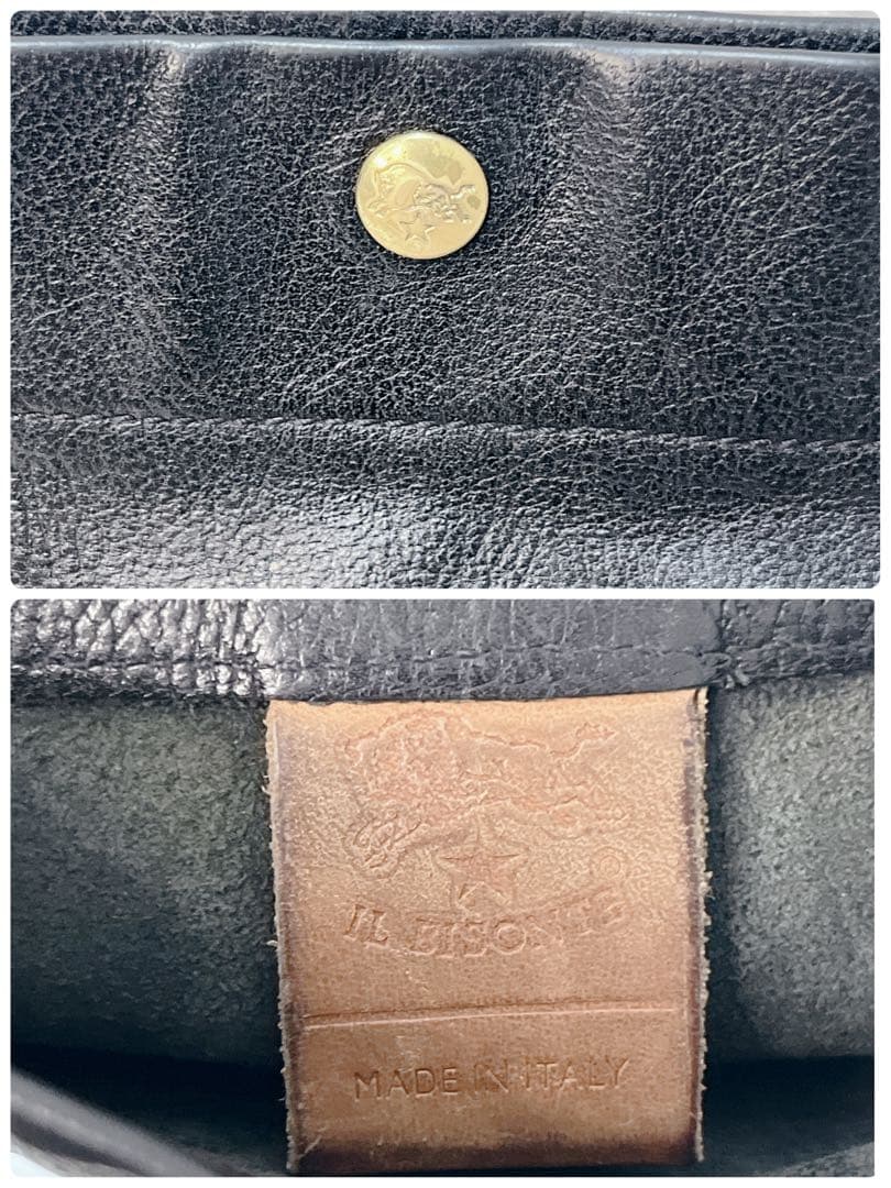 美品✨現行タグ イルビゾンテ クロスボディ バッグ サコッシュ レザー ブラック