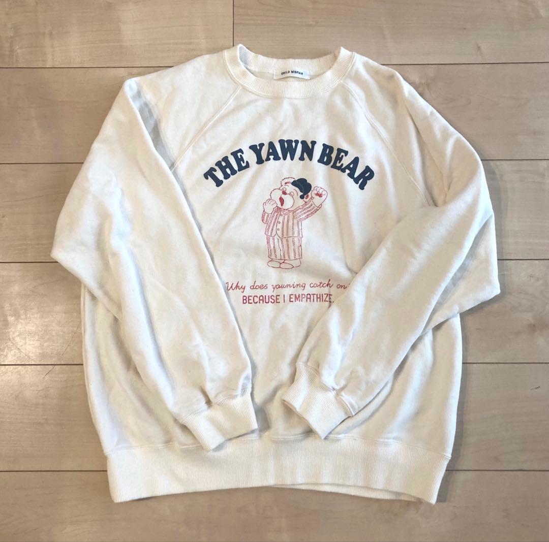 チャイルドウーマン　眠たいクマ裏毛スウェット