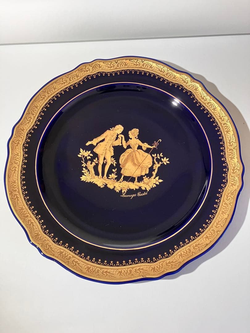 飾り皿　リモージュ 焼　22K GOLD フラワー　25cm 装飾皿