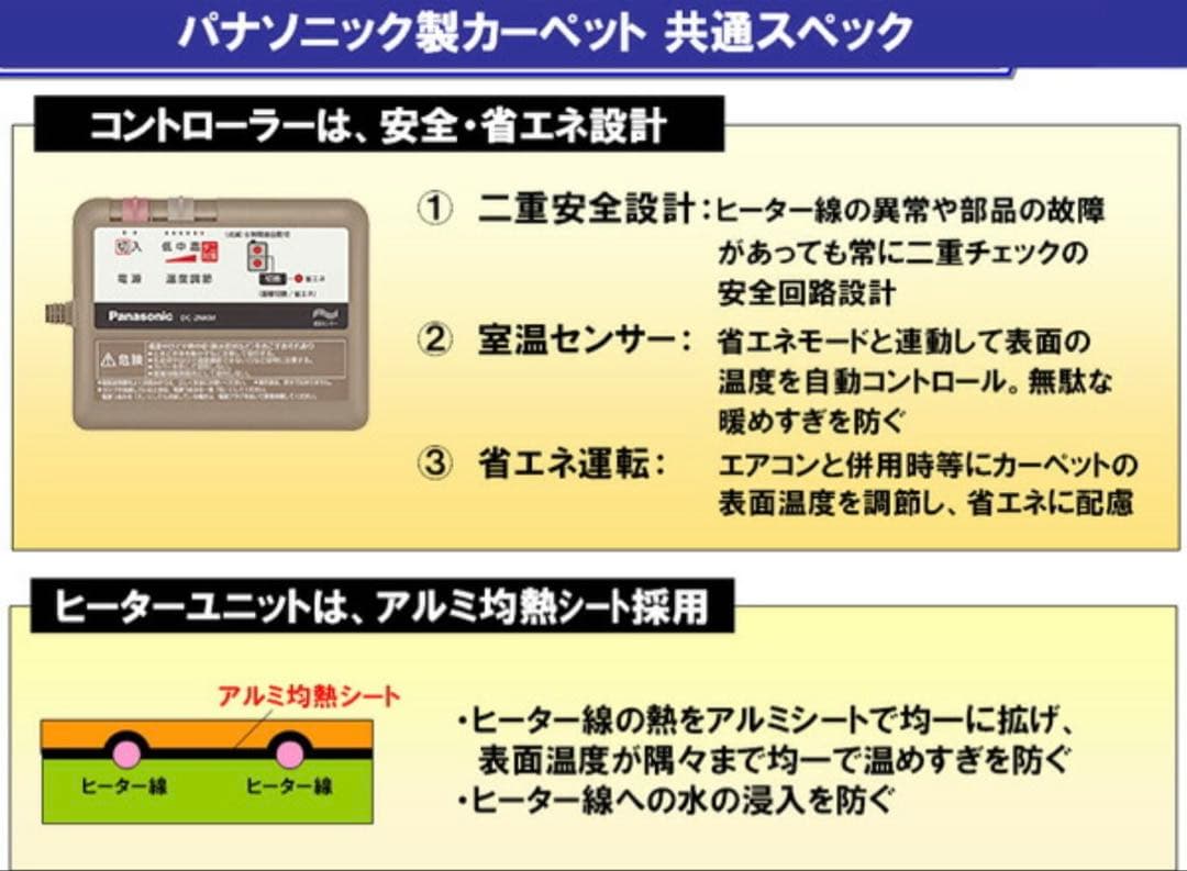 Panasonic 電気カーペット ホットカーペット 1.5畳用DC-15NK