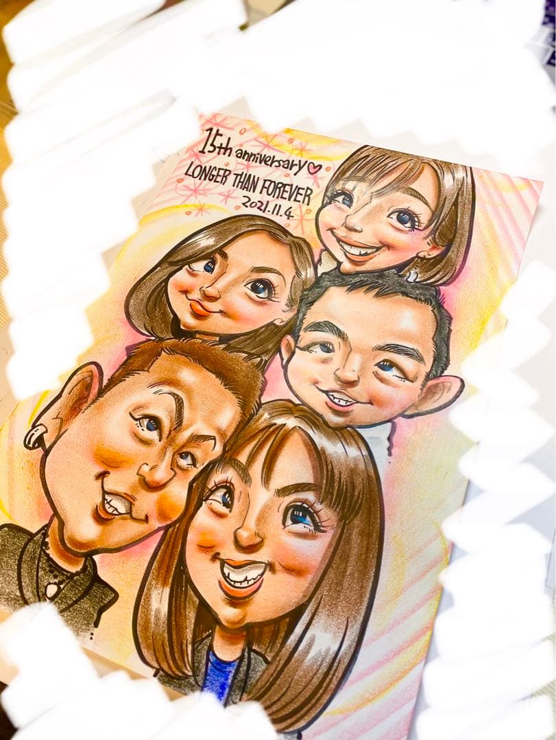 世界で1枚の手描きのオーダーメイド似顔絵★家族一緒に★記念日★誕生日★お祝い