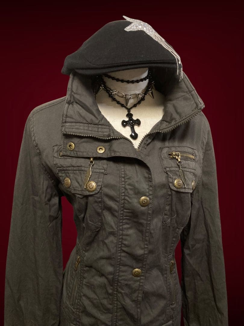 y2k00sミリタリーミニワンピフェアリーグランジ平成ギャルNANAパンクロック