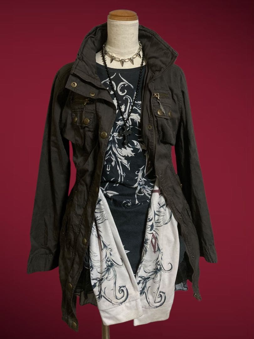 y2k00sミリタリーミニワンピフェアリーグランジ平成ギャルNANAパンクロック