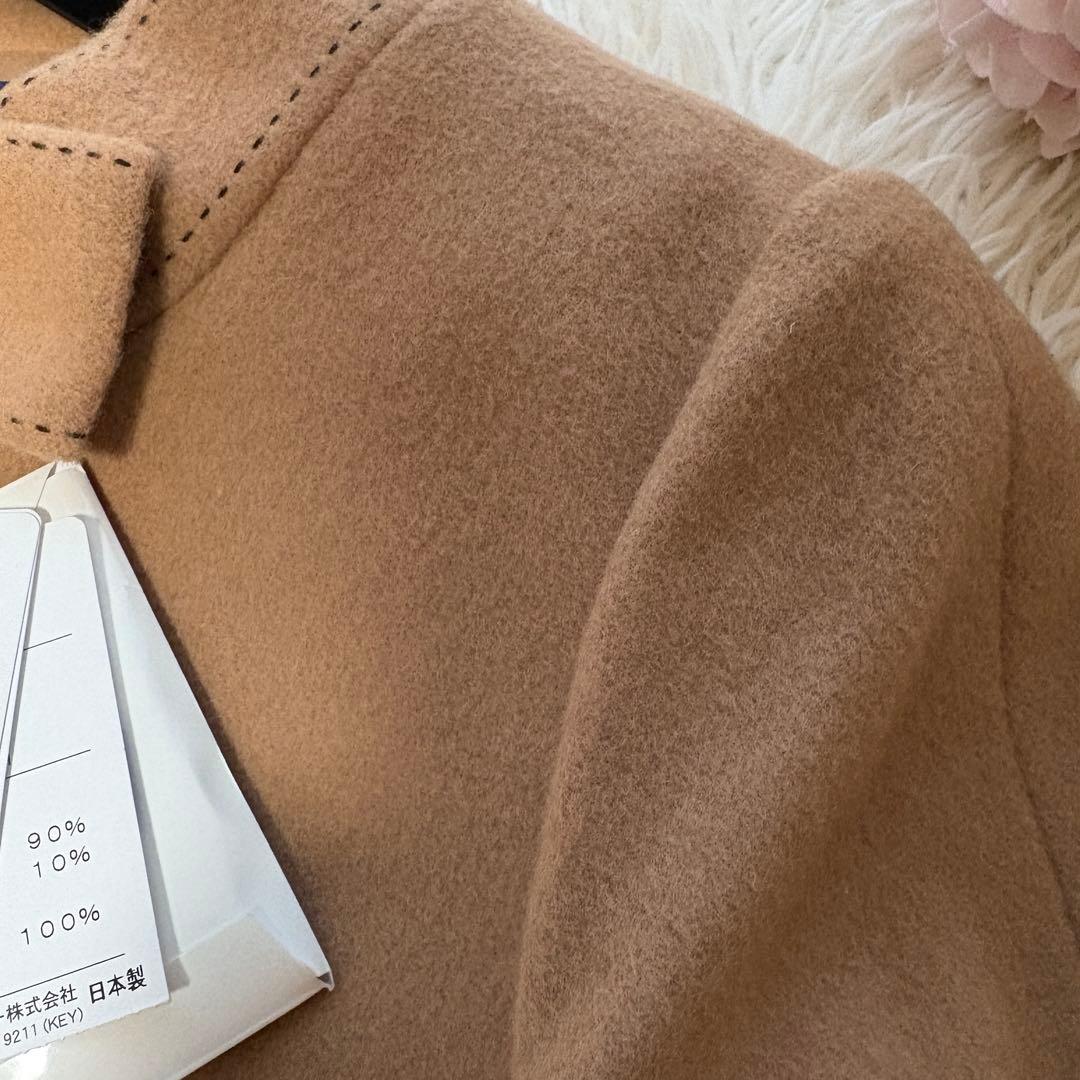 【新品同様　タグ付き】リボン　ウール　ステッチ　コート　ベージュ　38