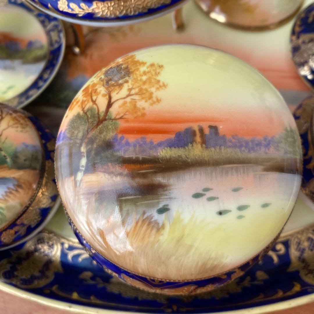 オールドノリタケ　湖水の白鳥　ドレッシングテーブルセット　英国里帰りスワンレイク