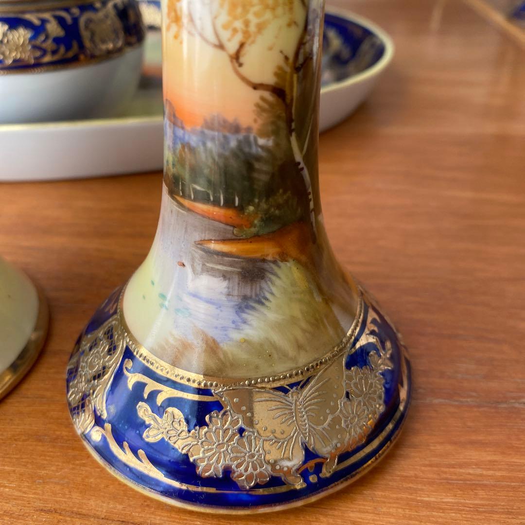 オールドノリタケ　湖水の白鳥　ドレッシングテーブルセット　英国里帰りスワンレイク