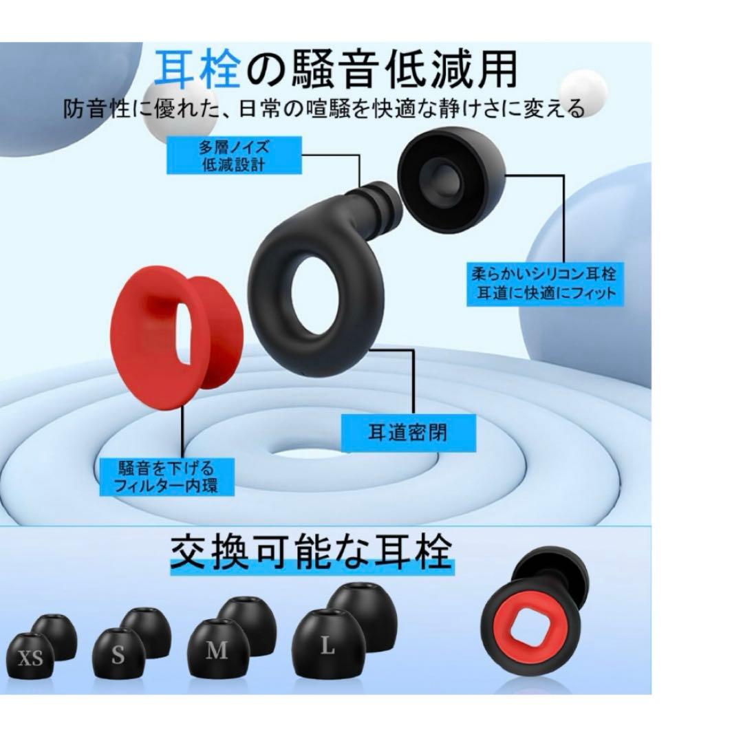 耳栓 睡眠用【2025モデル】6個 遮音75% ノイズ低減 35db
