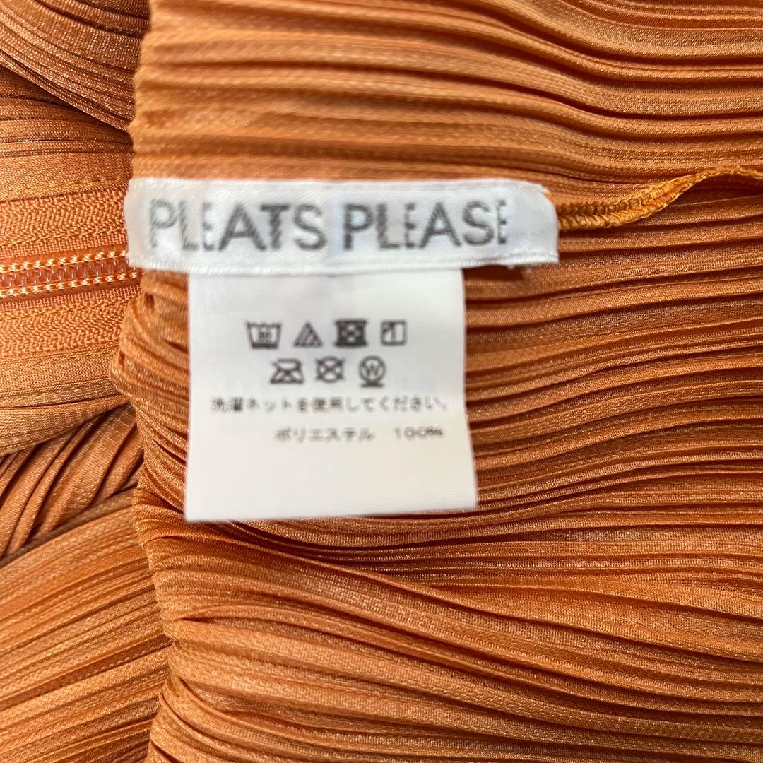 PLEATSPLEASE イッセイミヤケ ジップ式シャツ　オレンジ　3