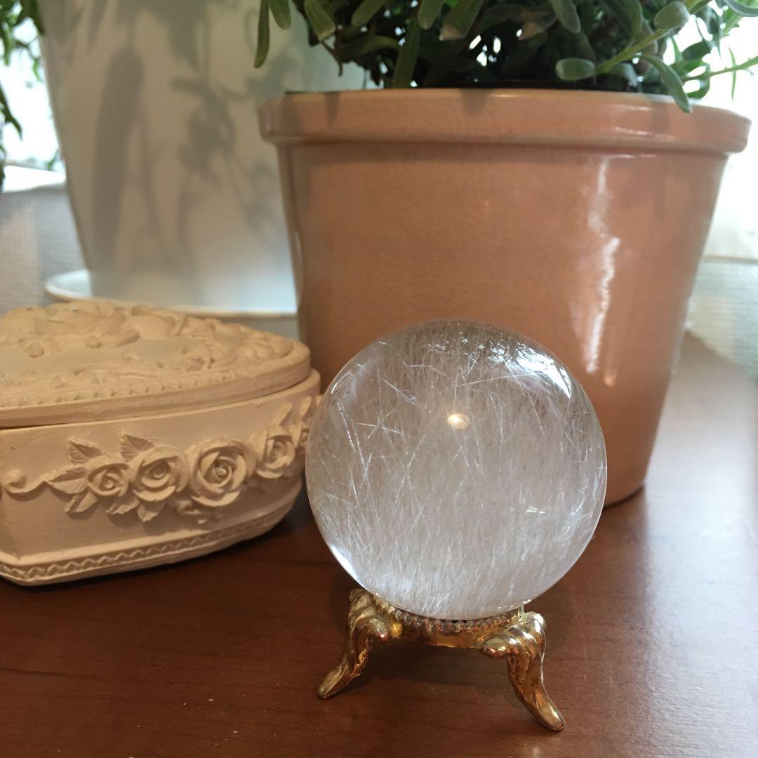 【最高品質】キャッツアイホワイトルチルクオーツ丸玉