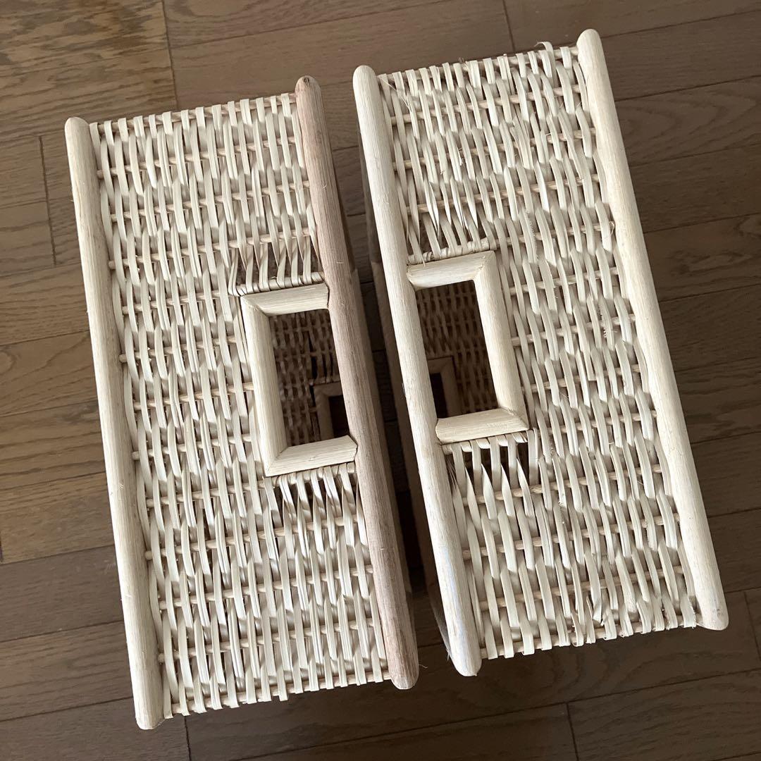 【無印良品】6個セット　重なるブリ材角型バスケット・中　35×37×16