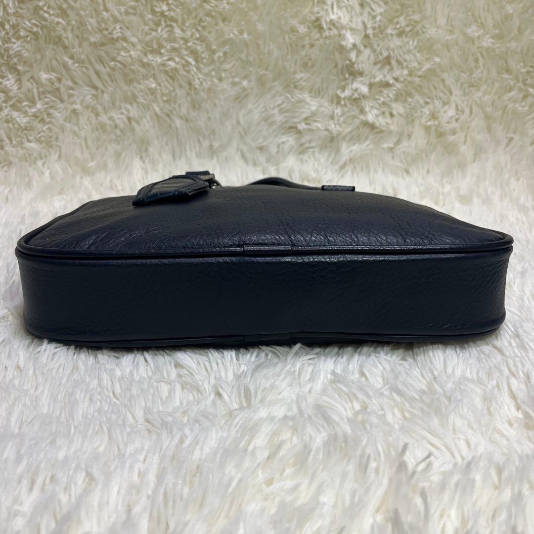 美品　アニアリ　ミニブリーフケース　セカンドバッグ　ネイビー　レザー