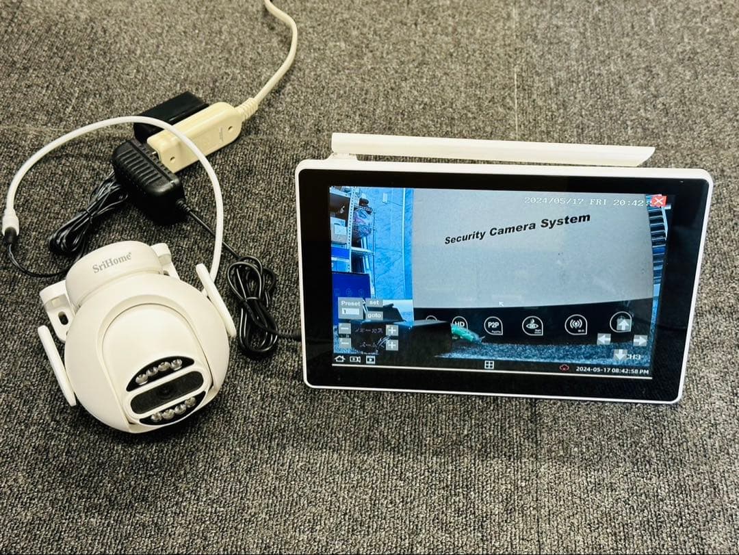 最新ワイヤレス防犯カメラ8台セット500万画素タッチパネル1TB HDD内蔵付き