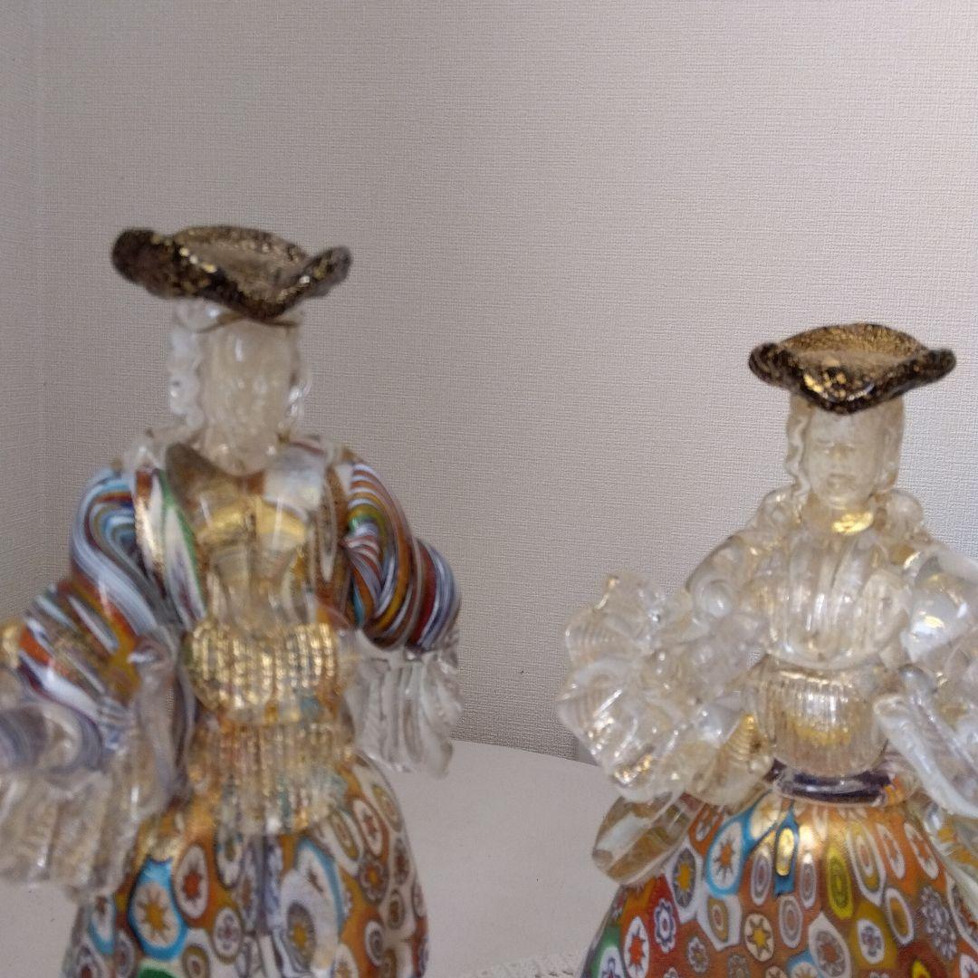 ベネチアンガラス 人形 ムラノ ぺア