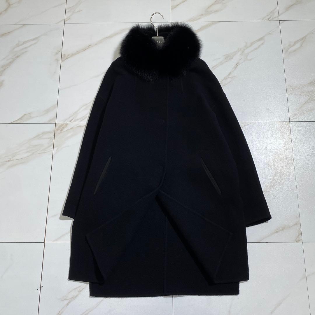 極美品♡ヘルノ 現行 フォックスファーディテイルウールコート ロングスリーブ