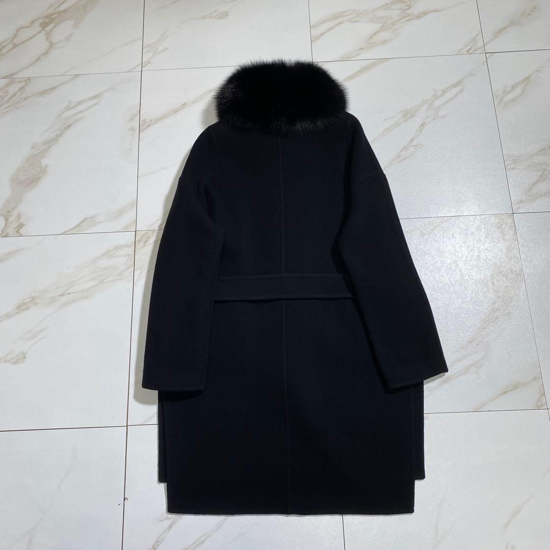 極美品♡ヘルノ 現行 フォックスファーディテイルウールコート ロングスリーブ