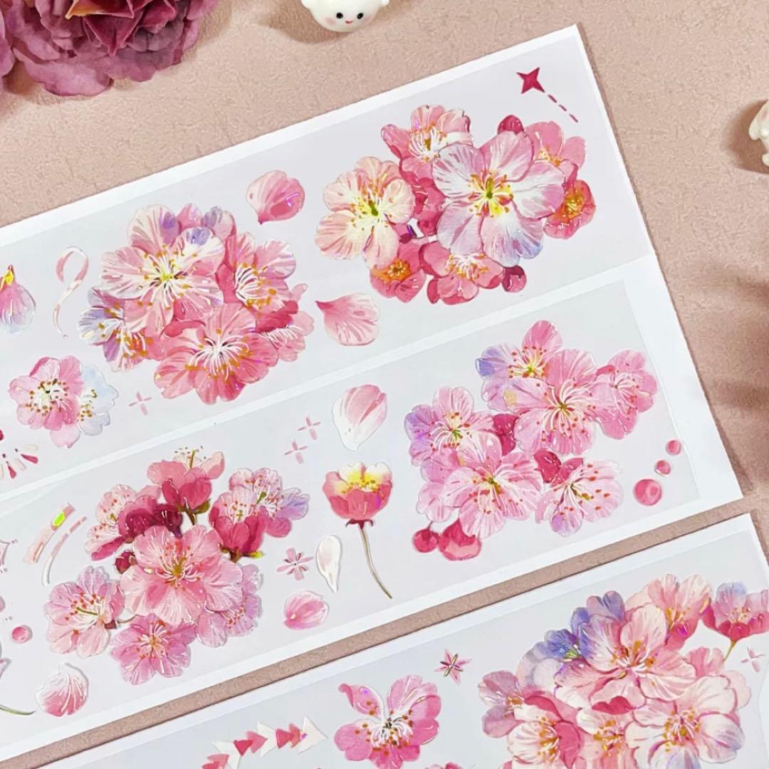 贝壳光 樱花之恋 ダイカット加工 6cm×5m 海外マスキングテープ