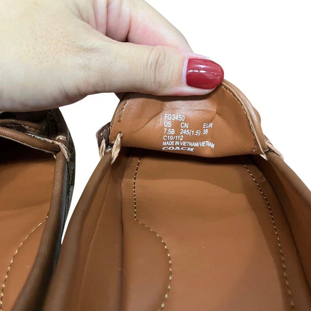 本日限定値引‼️美品‼️箱付❣️COACH モカシン ベージュ/ブラウン シグネチャー