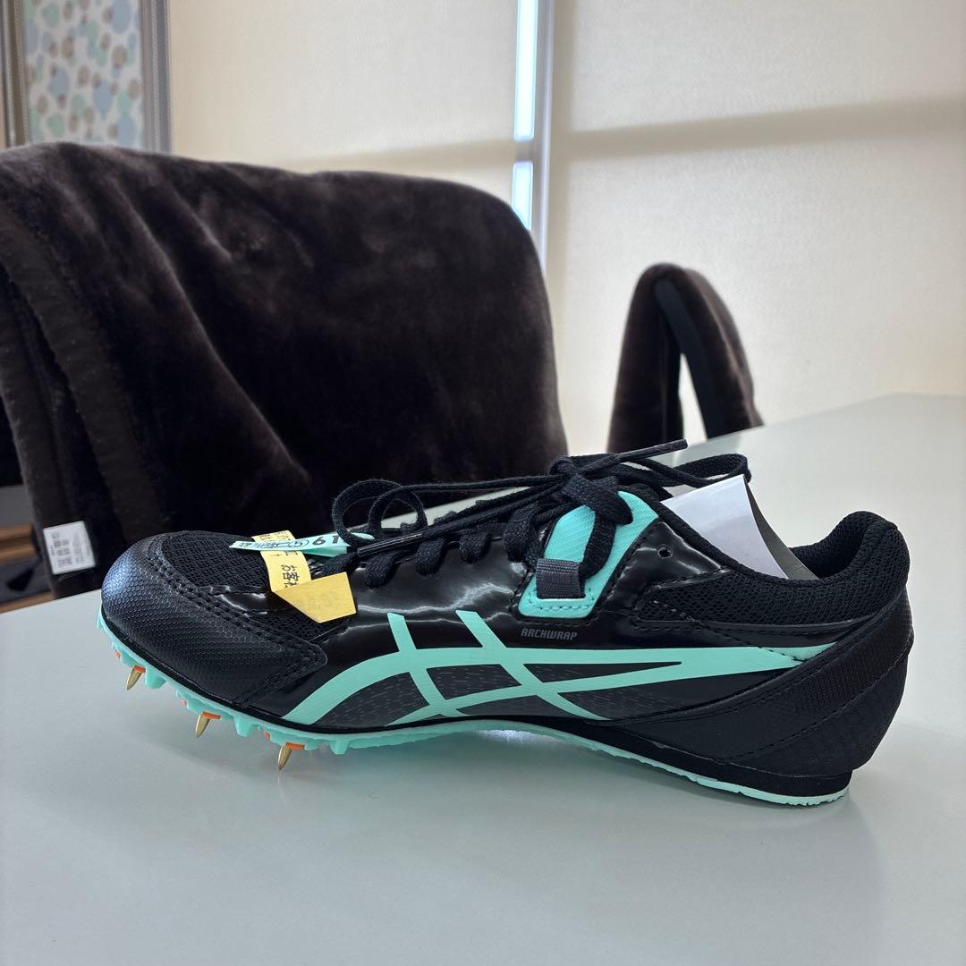 ASICS スパイクシューズ ブラック/ミント　サイズ24.5cm 女子用