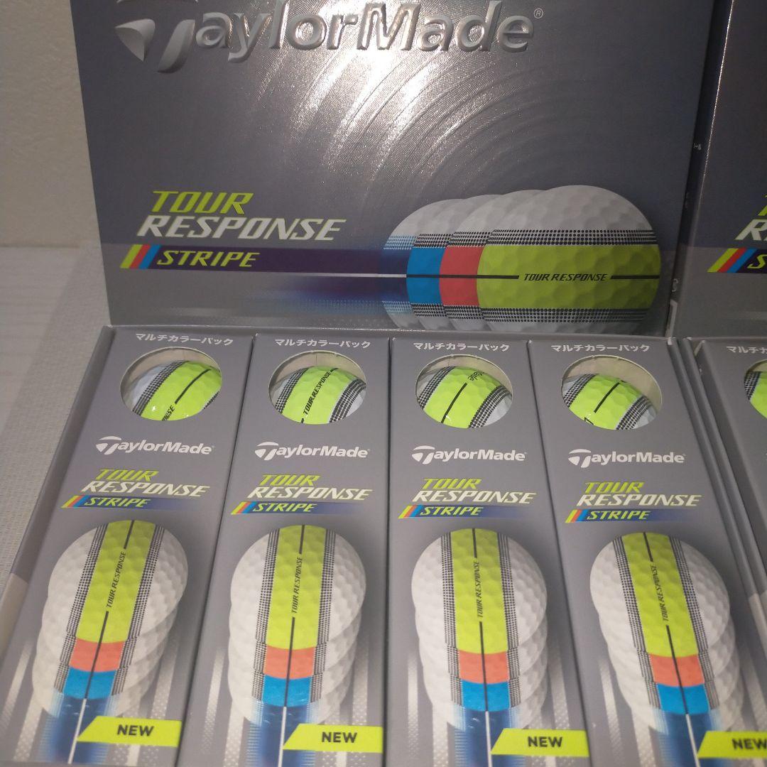 新品 TaylorMadeツアーレスポンスストライプボールイエロー2ダース24球