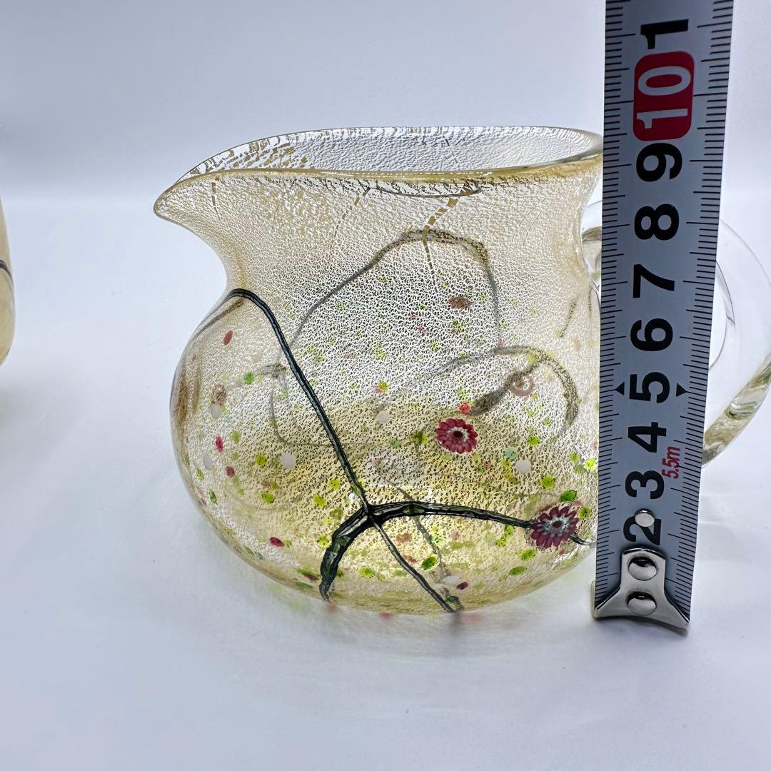 現代の名工/人間国宝 ガラス工芸家 黒木国昭作 コップ　ポット　金彩