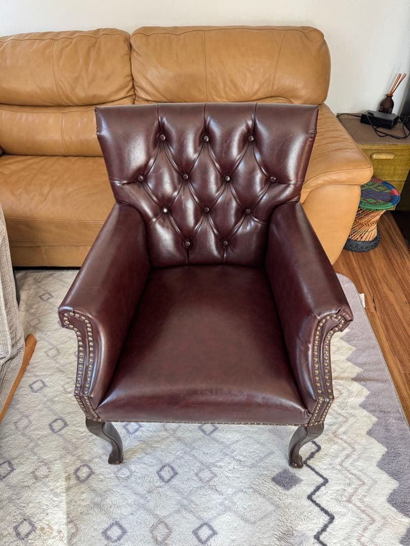 【英国ヴィンセントチェア】ラウンジチェア（ブラウン）アンティークテイスト