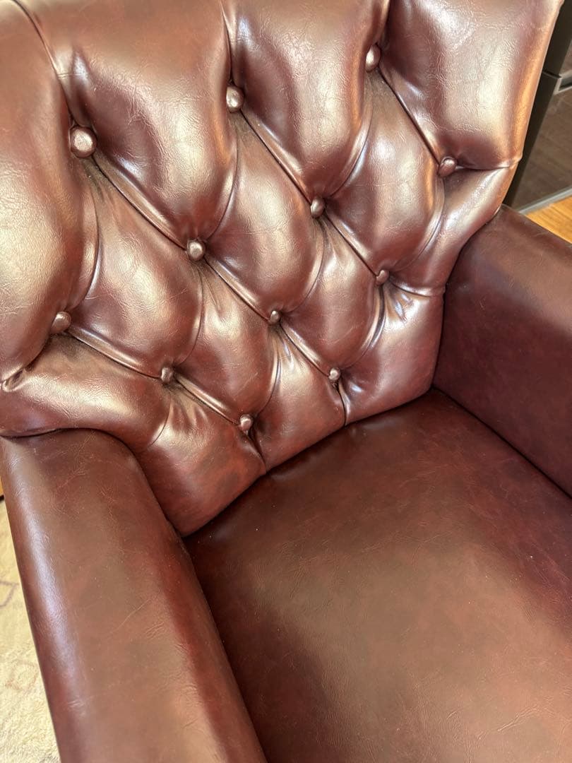 【英国ヴィンセントチェア】ラウンジチェア（ブラウン）アンティークテイスト