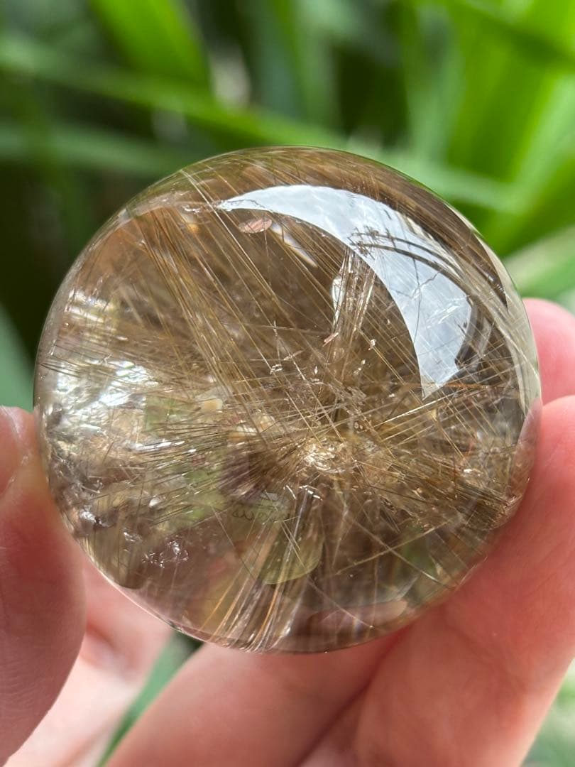 デビルルチルクォーツスフィア　ゴールドルチル&シルバールチル共生　4.73cm