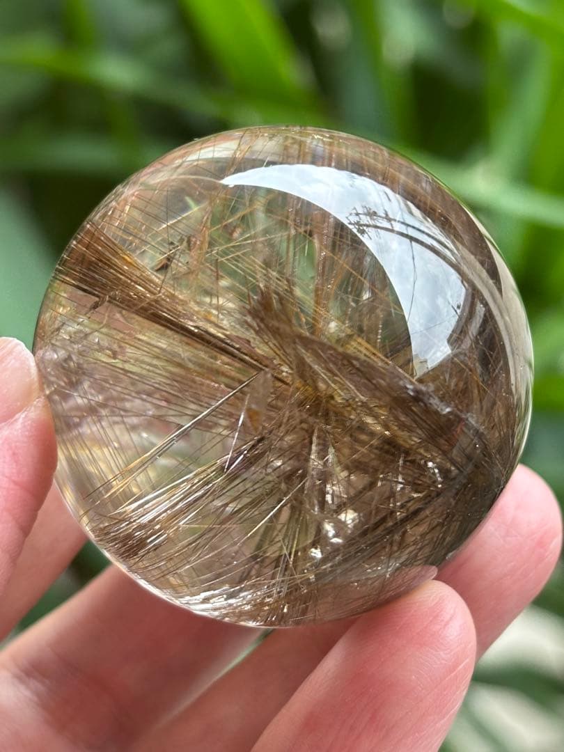 デビルルチルクォーツスフィア　ゴールドルチル&シルバールチル共生　4.73cm