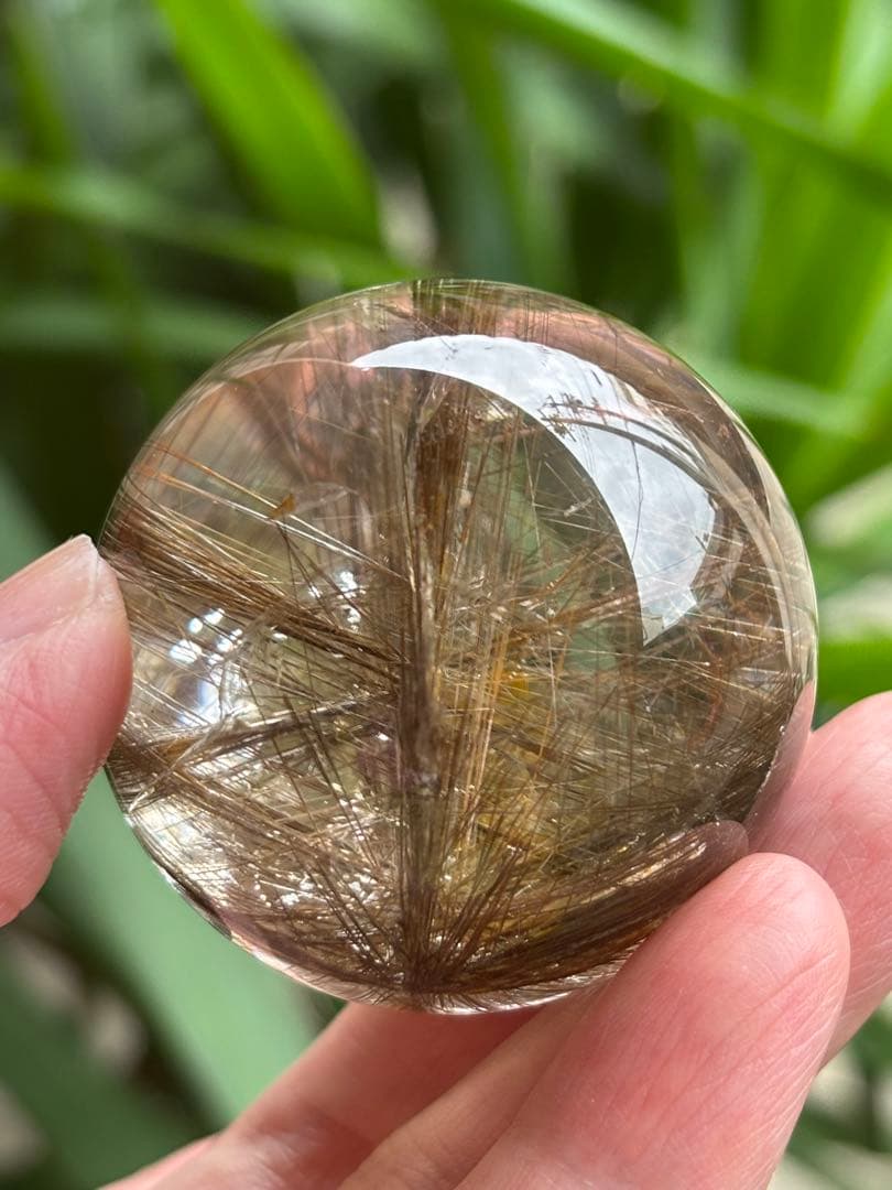 デビルルチルクォーツスフィア　ゴールドルチル&シルバールチル共生　4.73cm