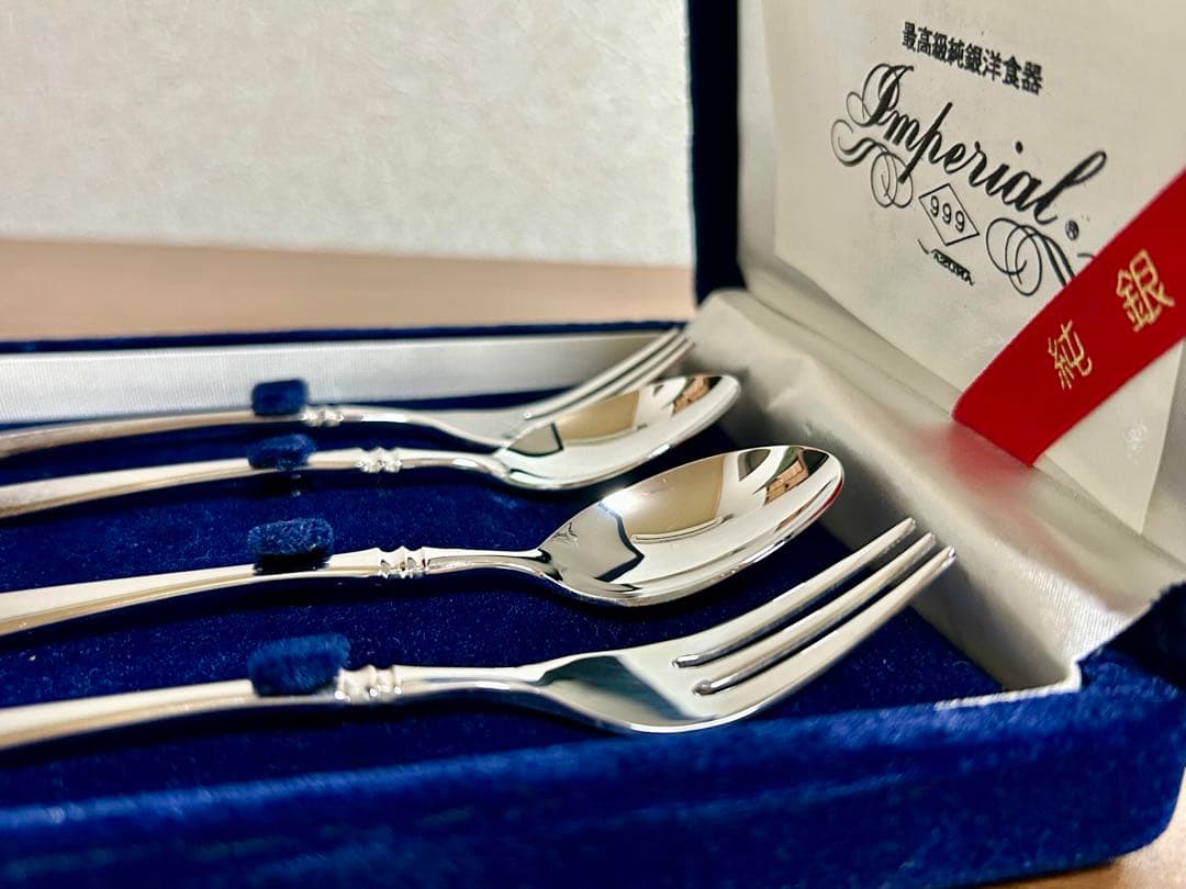 未使用 アズマ 純銀製 999 スプーン フォーク 計4本