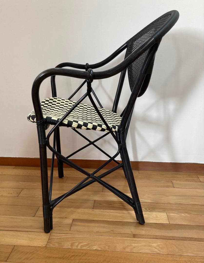 【極美品】ヤマカワラタン アームチェア カフェチェア 籐椅子 山川ラタン
