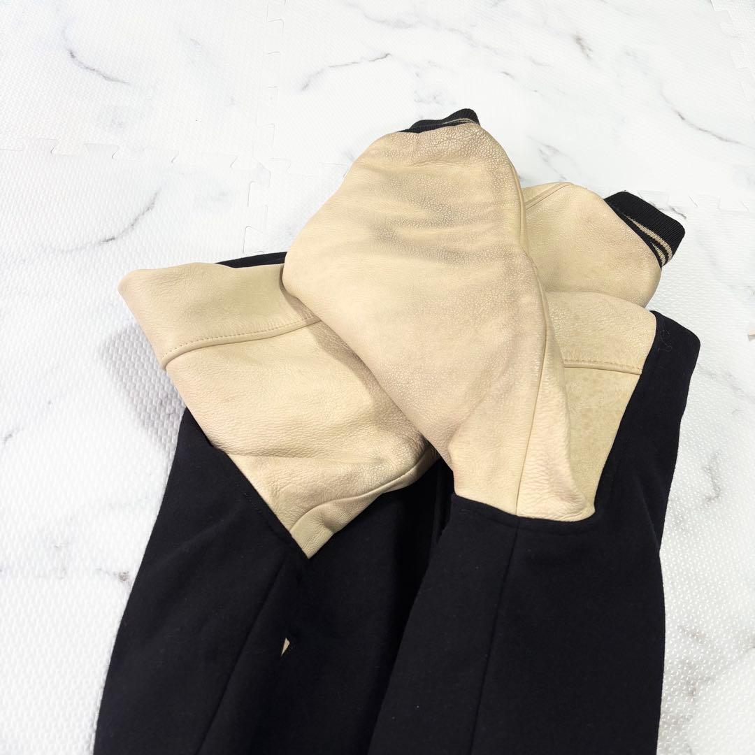 ✨大人気✨VAN JACKET ヴァン　 スタジャン袖レザー　アーチロゴ　紺L