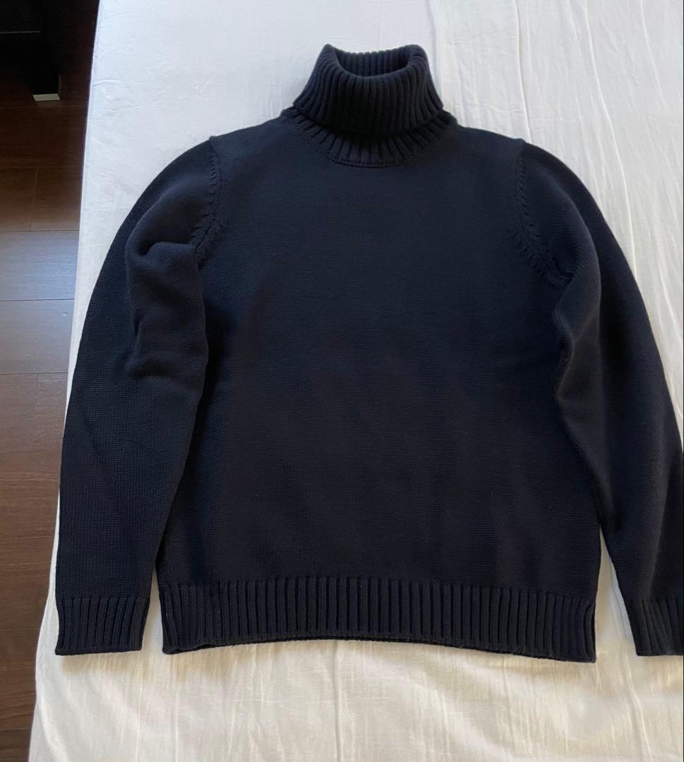 【美品】ZANONE ザノーネ 5ゲージ タートルネックニット ネイビー 48