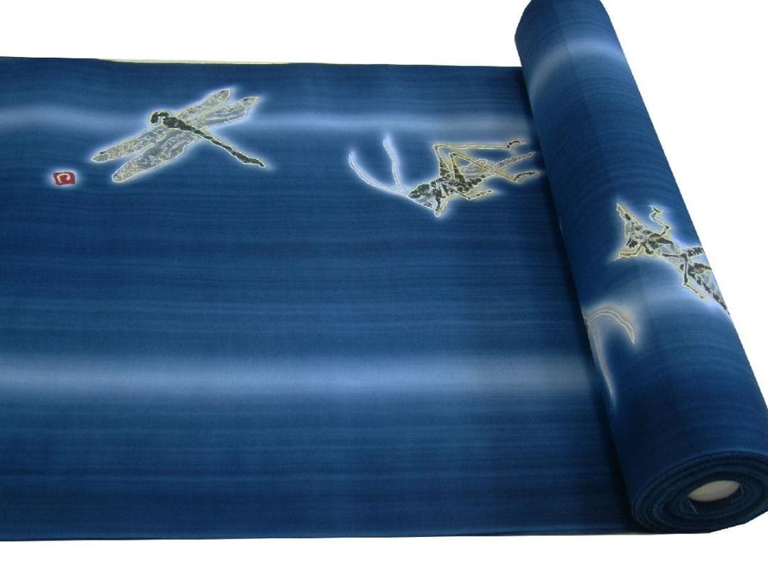 新品 裄73cmOK 広幅 男女兼用 鶴太郎 浴衣 反物 綿 未使用 Gｓ880