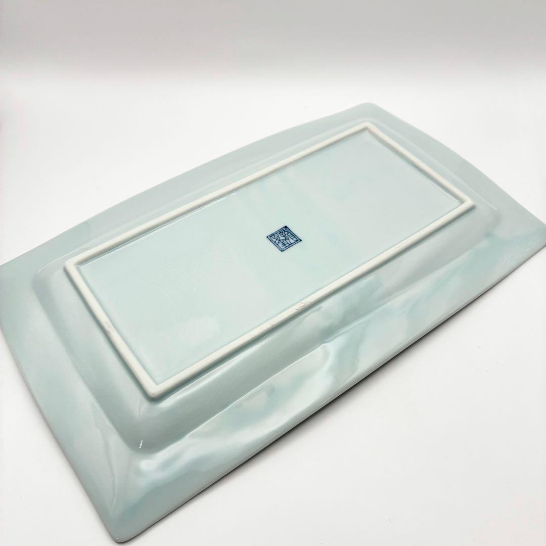 【未使用品】有田焼 龍峰窯 味楽染付長角皿揃 5枚セット 吉祥模様