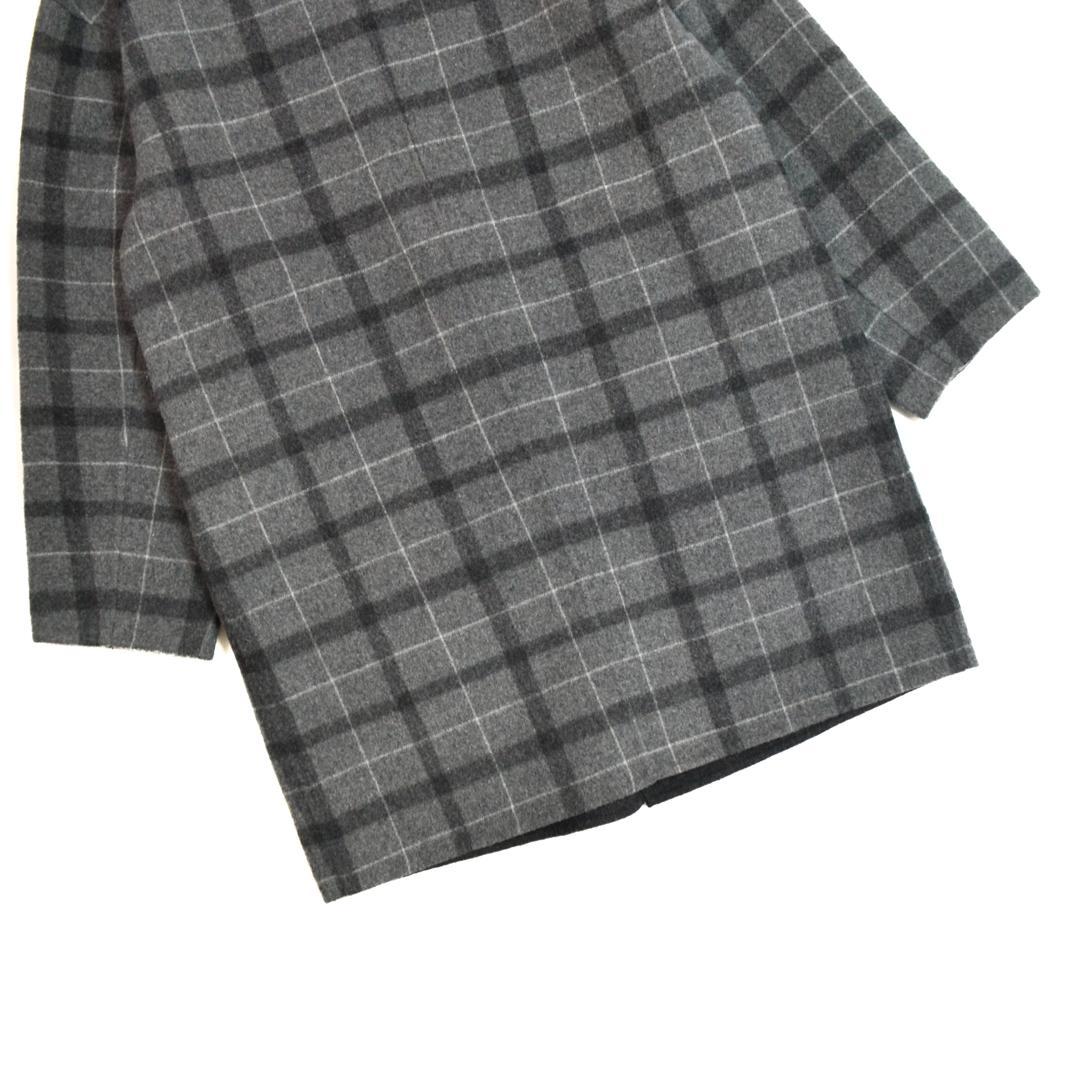 【極美品】theoryセオリー ウール混オーバーサイズチェックノーカラーコートM