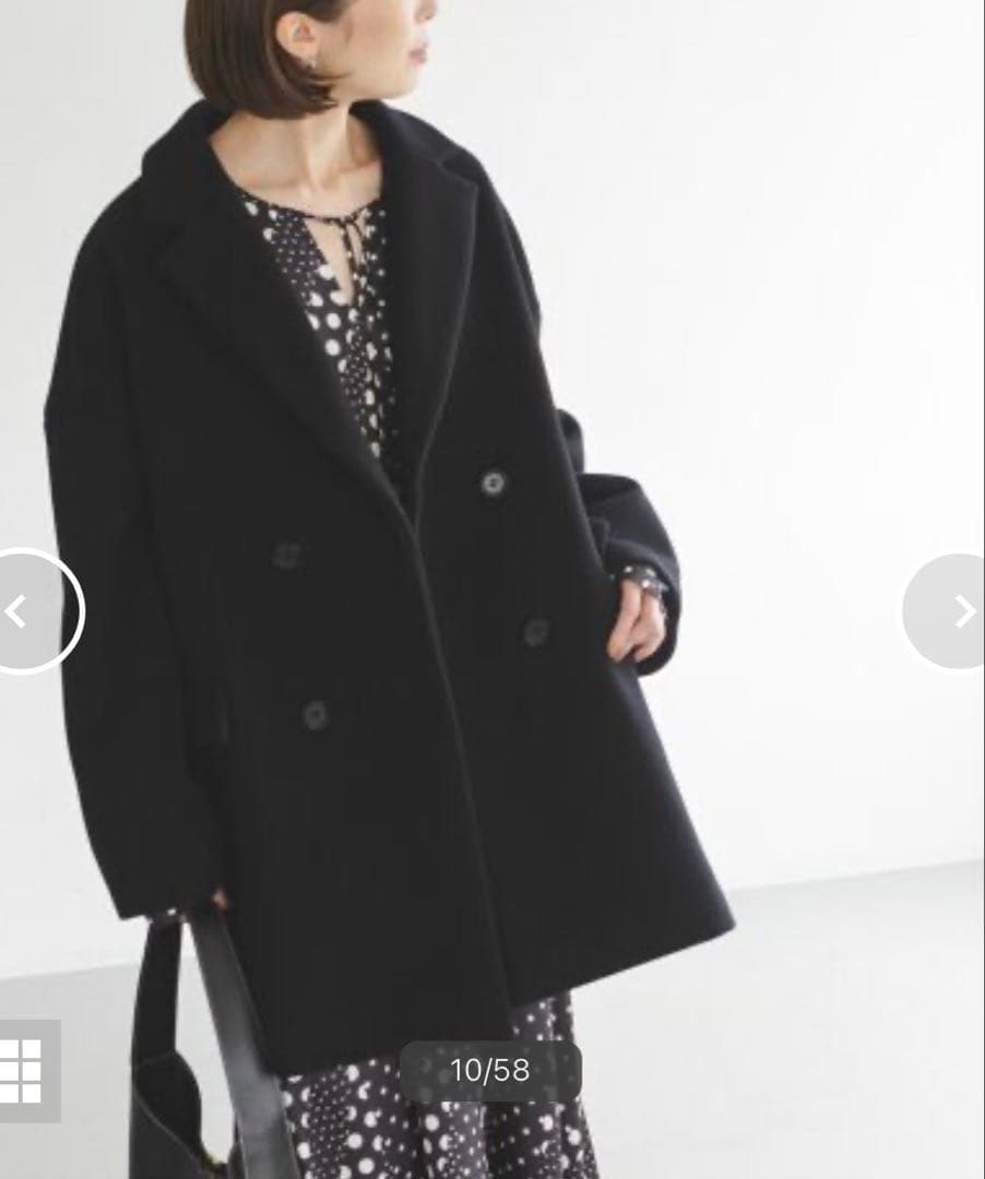 美品 NOBLE ノーブル MTRオーバーPコート カシミア混 36 ブラック