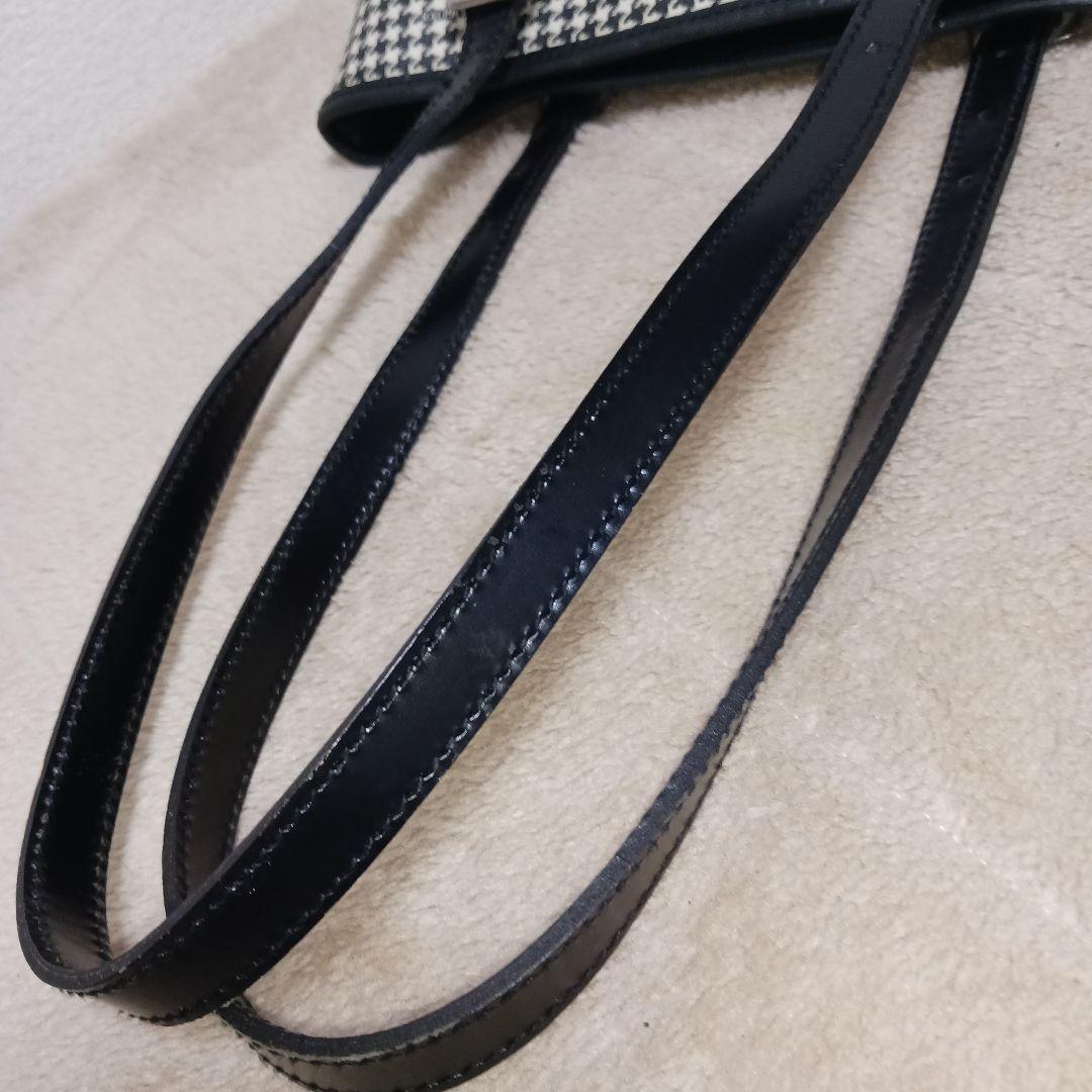 【美品】RALPH LAUREN 千鳥格子PVC×本革レザー切替ショルダーバッグ